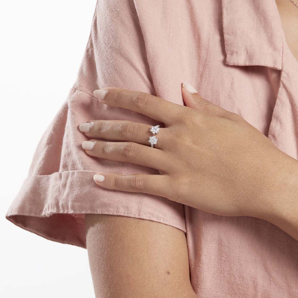 Bague Ajustable Sarette Argent Blanc Oxyde De Zirconium - Bagues avec pierre Femme | Histoire d’Or