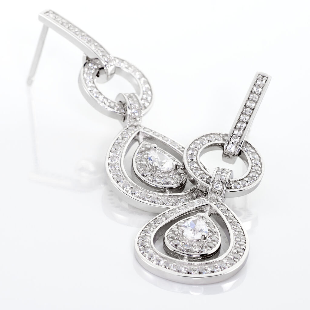 Boucles D'oreilles Pendantes Edward Argent Blanc Oxyde De Zirconium - Boucles d'oreilles pendantes Femme | Histoire d’Or