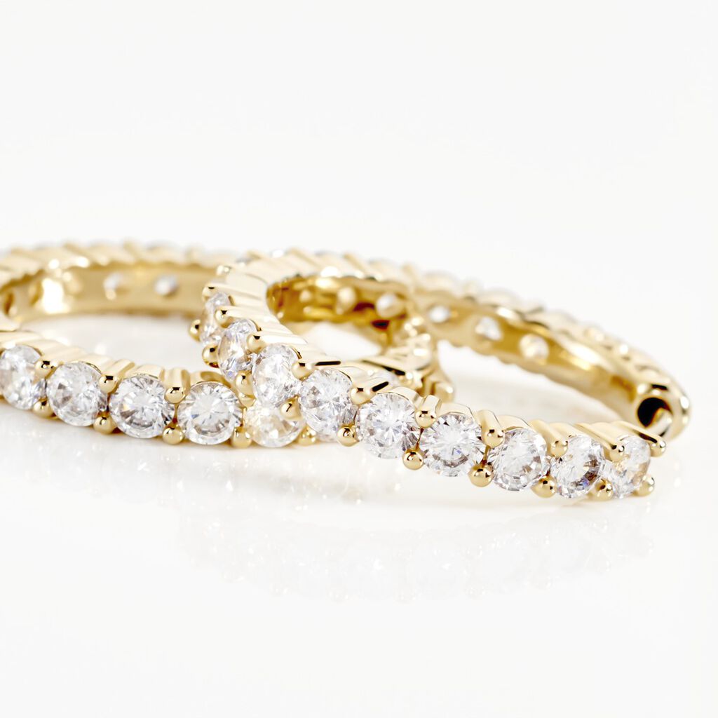 Cr&eacute;oles Zoelia Plaqu&eacute; Or Jaune Oxyde De Zirconium - Boucles d'oreilles cr&eacute;oles Femme | Histoire d&rsquo;Or