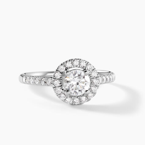 Bague Mentoura Or Blanc Diamant Synth&eacute;tique - Bagues solitaires Femme | Histoire d&rsquo;Or
