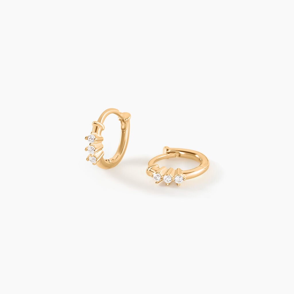 Cr&eacute;oles Mini Plaqu&eacute; Or Jaune Oxyde De Zirconium - Cr&eacute;oles fantaisie Femme | Histoire d&rsquo;Or
