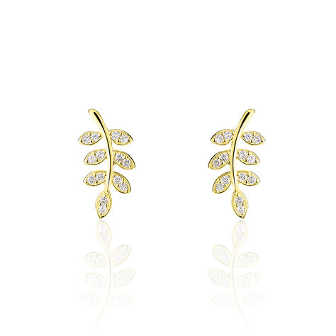 Boucles D'oreilles Puces Ael Or Jaune Oxyde De Zirconium - Clous d'oreilles Femme | Histoire d’Or