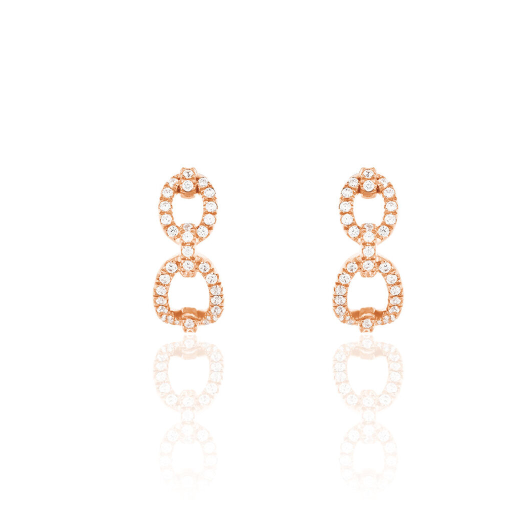 Créoles Anfal Rondes Or Rose Oxyde De Zirconium - Boucles d'oreilles créoles Femme | Histoire d’Or