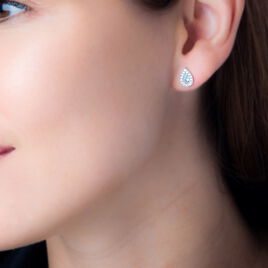 Boucles D'oreilles Puces Tania Argent Pierre De Synthese Et Oxyde - Boucles d'oreilles fantaisie Femme | Histoire d’Or