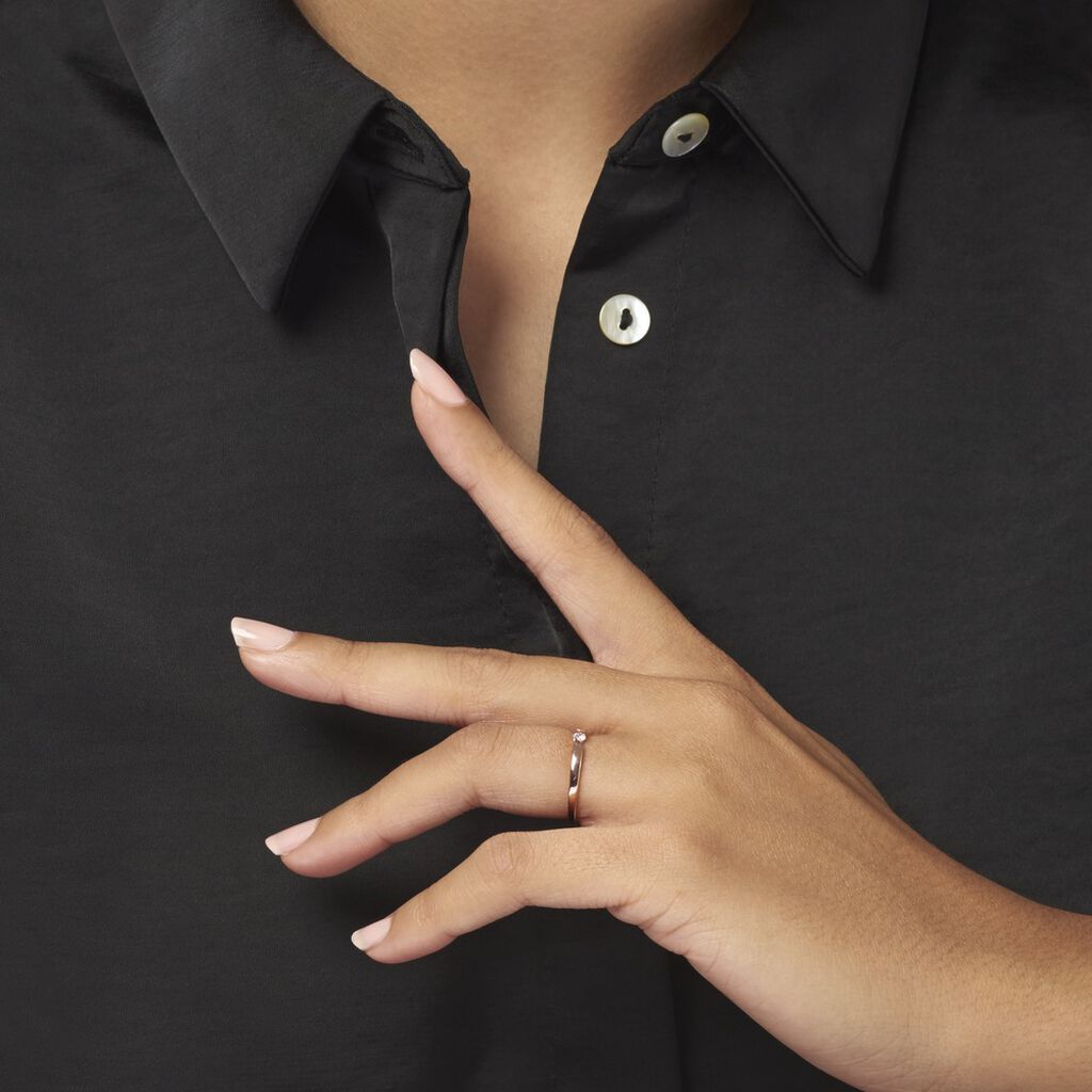 Bague Solitaire Anilie Or Rose Diamant - Bagues solitaires Femme | Histoire d’Or