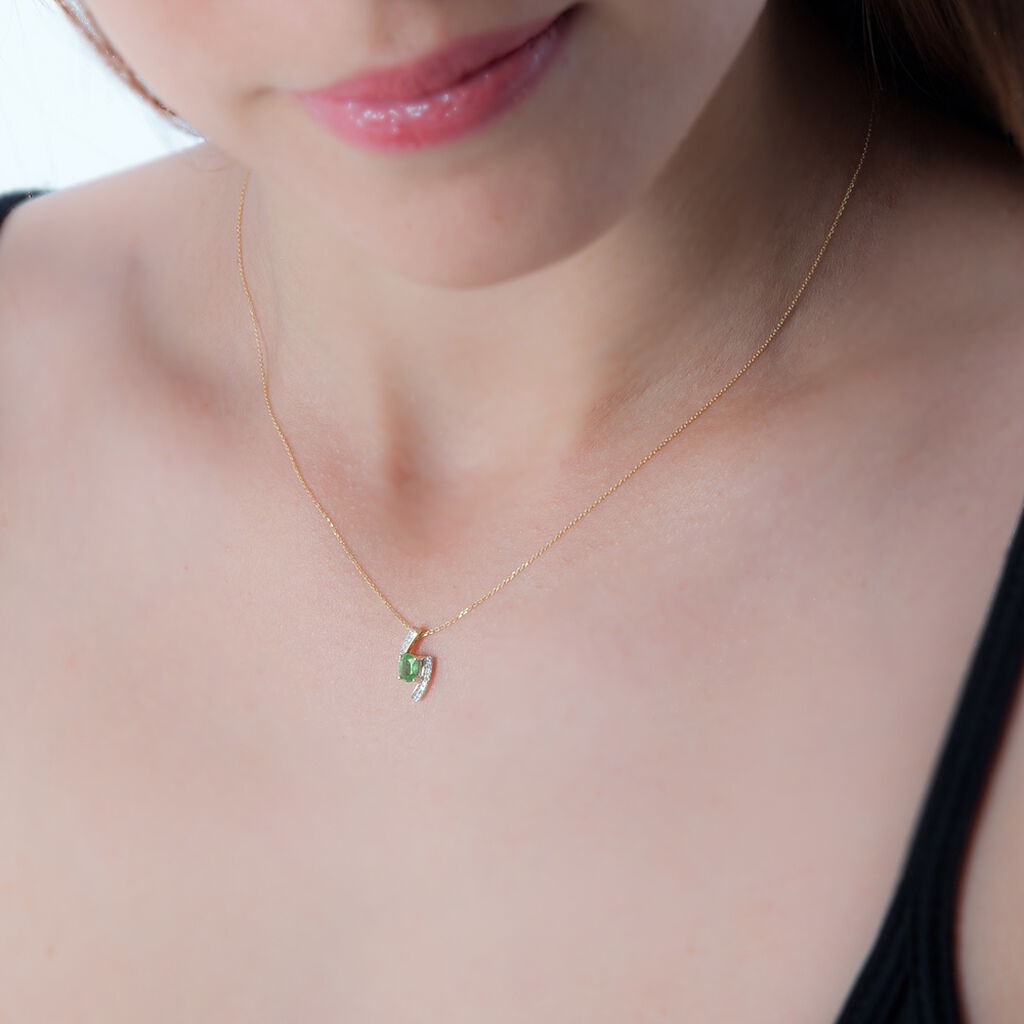 Collier Or Jaune Emeraude Et Diamant - Colliers Femme | Histoire d’Or