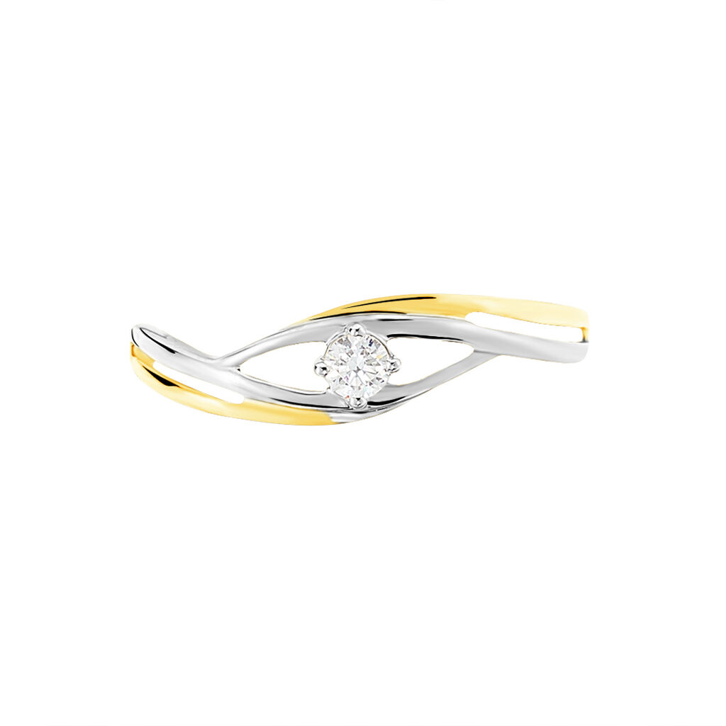 Bague Solitaire Peline Or Bicolore Oxyde De Zirconium - Bagues solitaires Femme | Histoire d’Or