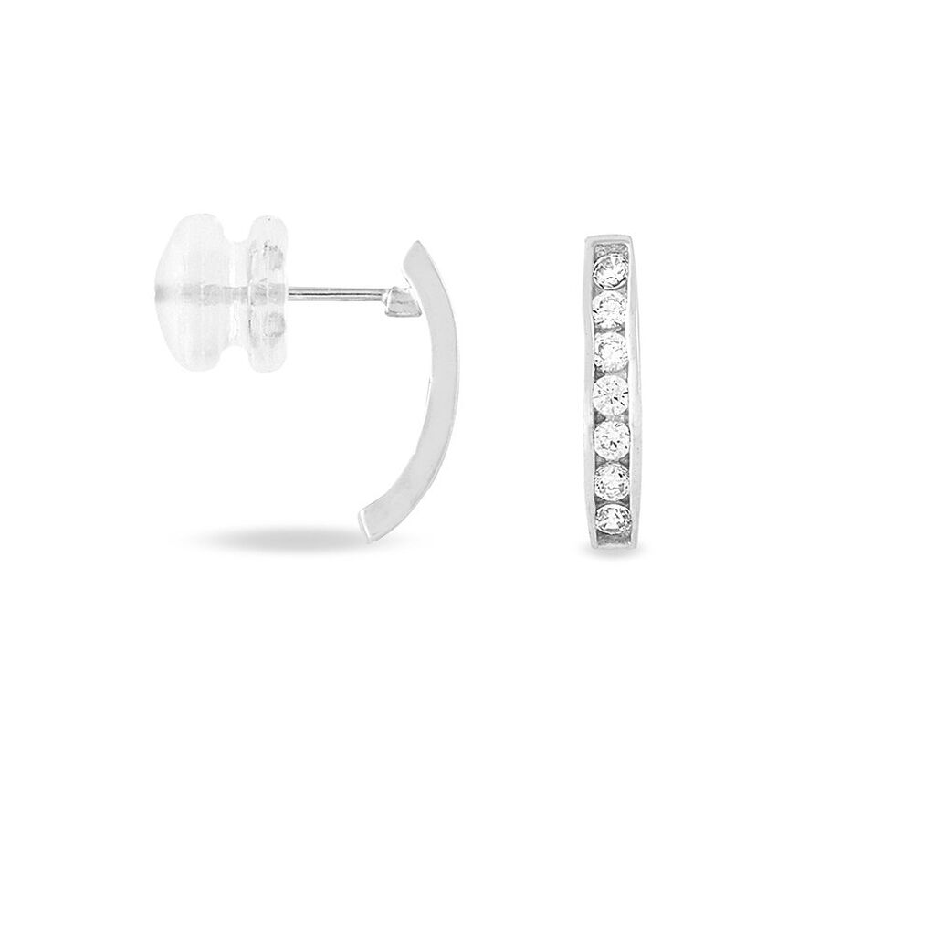 Créoles Jacoba Rondes Or Blanc Oxyde De Zirconium - Boucles d'oreilles créoles Femme | Histoire d’Or