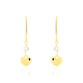 Boucles D'oreilles Pendantes Or Jaune Perle D'imitation - Boucles d'oreilles pendantes Femme | Histoire d’Or