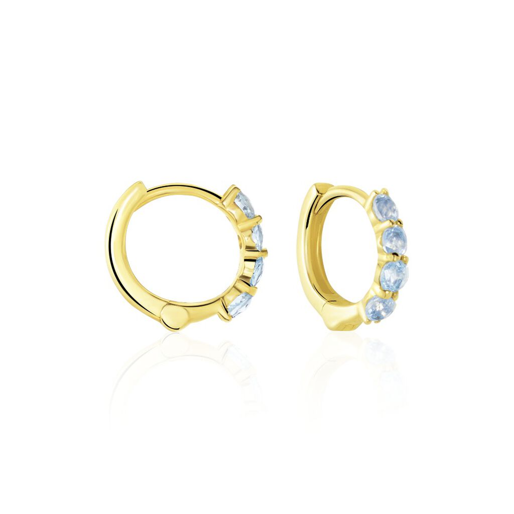 Cr&eacute;oles Leatrice Or Jaune Topaze Bleu Sky - Boucles d'oreilles cr&eacute;oles Femme | Histoire d&rsquo;Or