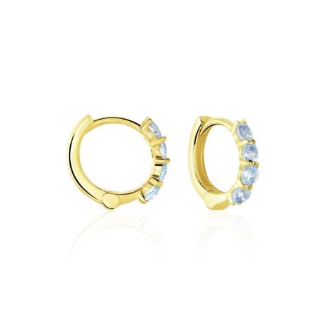 Cr&eacute;oles Leatrice Or Jaune Topaze Bleu Sky - Boucles d'oreilles cr&eacute;oles Femme | Histoire d&rsquo;Or