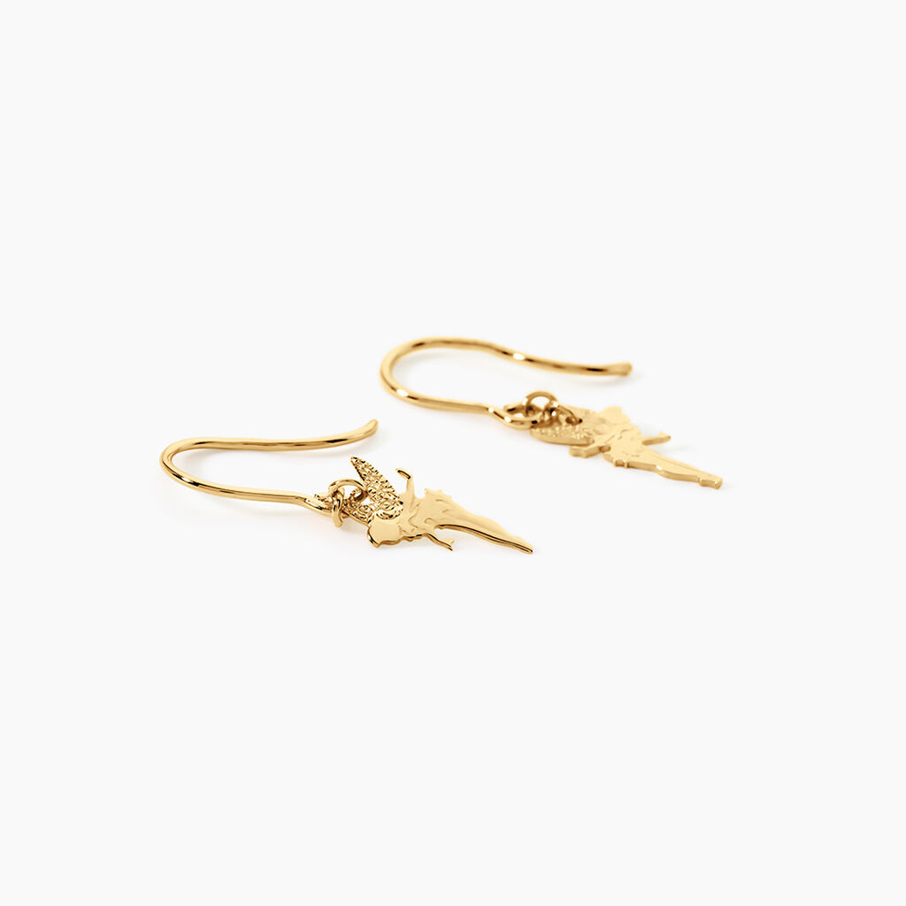 Boucles D'Oreilles Pendantes Fee Argent Dor&eacute; A L'Or 750/1000 - Boucles d'oreilles fantaisie Enfant | Histoire d&rsquo;Or