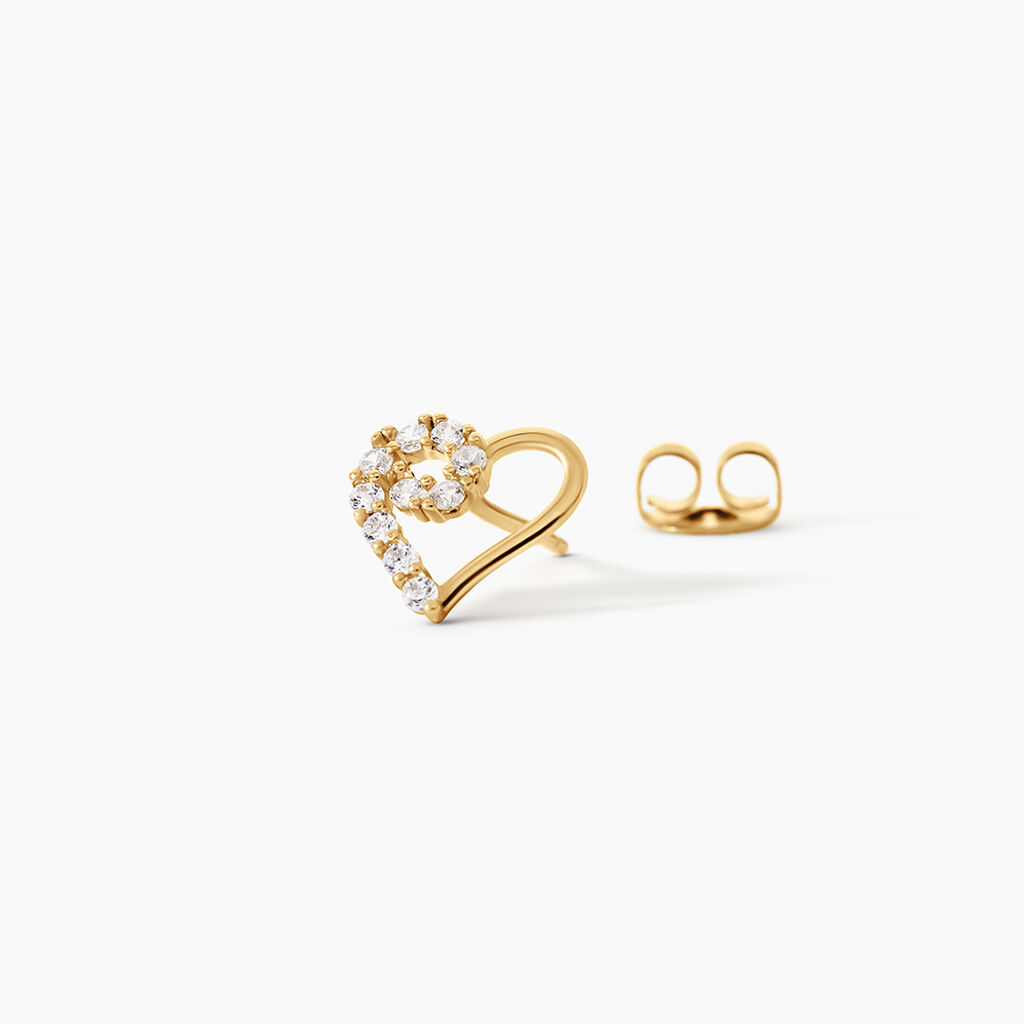Boucles D'Oreilles Puces Elsy Argent Dor&eacute; A L'Or 750/1000 Oxyde De Zirconium - Boucles d'oreilles fantaisie Enfant | Histoire d&rsquo;Or