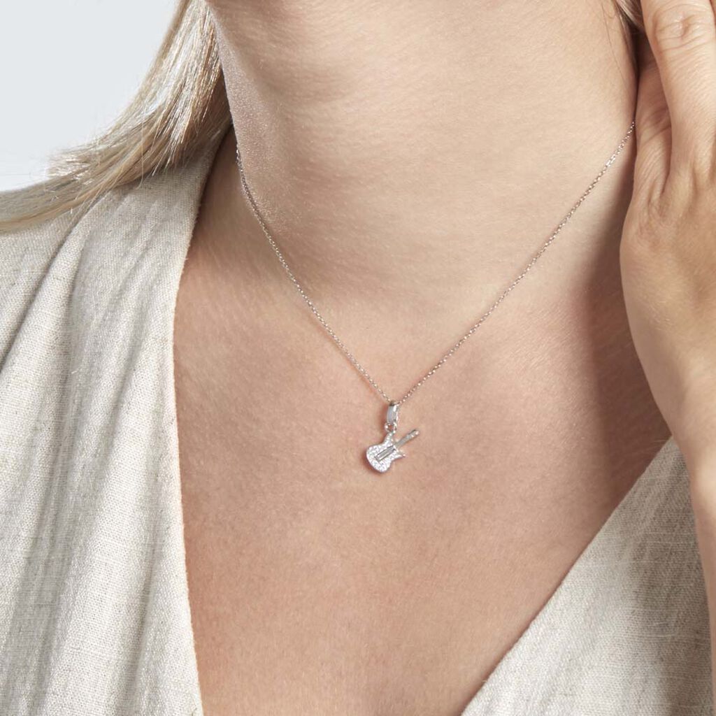 Pendentif Amelot Argent Blanc Oxyde De Zirconium - Pendentifs Femme | Histoire d’Or