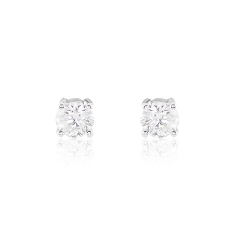 Boucles D'oreilles Puces Or Blanc Victoria Diamants - Clous d'oreilles Femme | Histoire d’Or