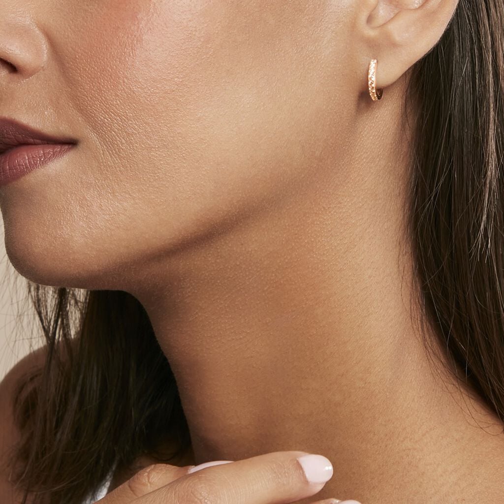 Cr&eacute;oles Rio Argent Rose Oxyde De Zirconium - Boucles d'oreilles cr&eacute;oles Femme | Histoire d&rsquo;Or