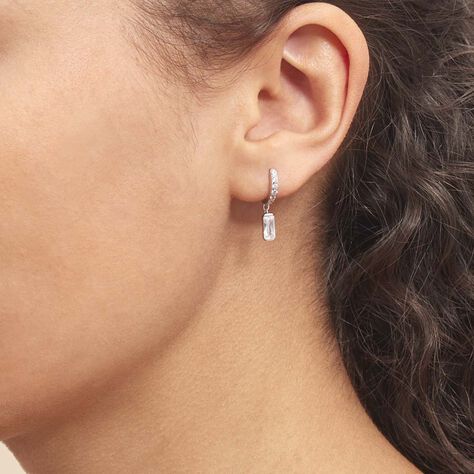 Créoles Argent Blanc Irenion Oxydes De Zirconium - Boucles d'oreilles créoles Femme | Histoire d’Or
