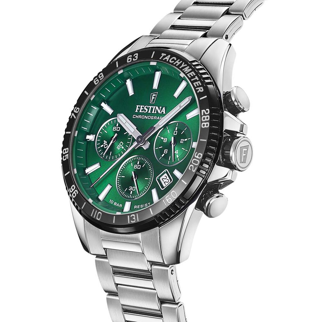 Montre Festina Timeless Chronograph Vert - F&ecirc;te des p&egrave;res Homme | Histoire d&rsquo;Or