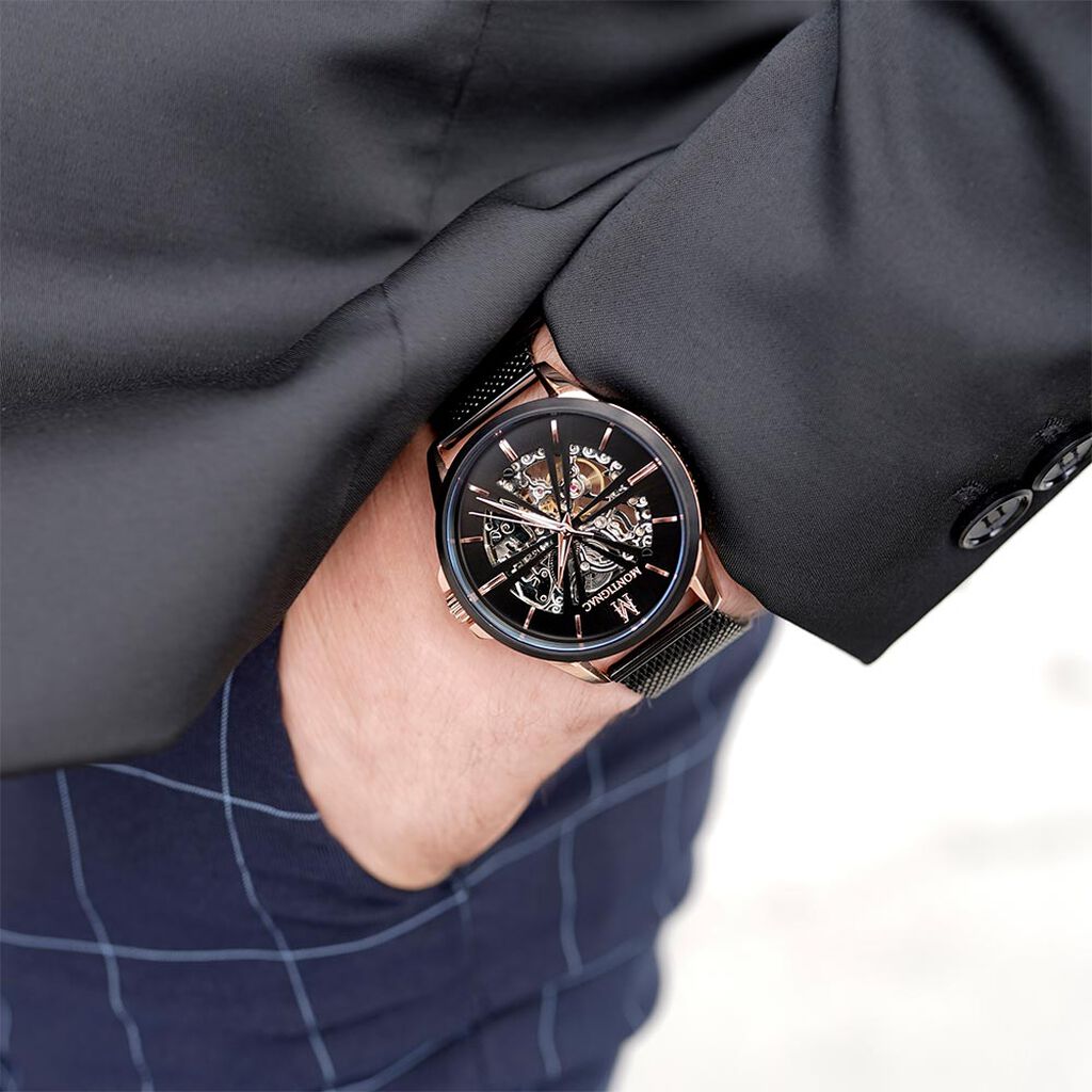Montre Montignac Round Automatique Noir - Montres Homme | Histoire d’Or