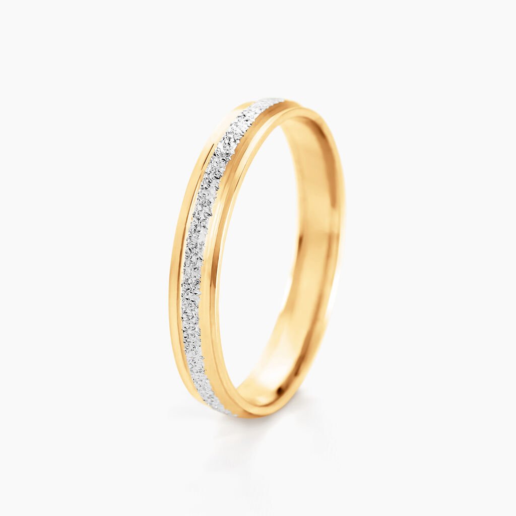Alliance Caroline Sablee Ruban Plat Or Bicolore - Alliances Unisex | Histoire d&rsquo;Or
