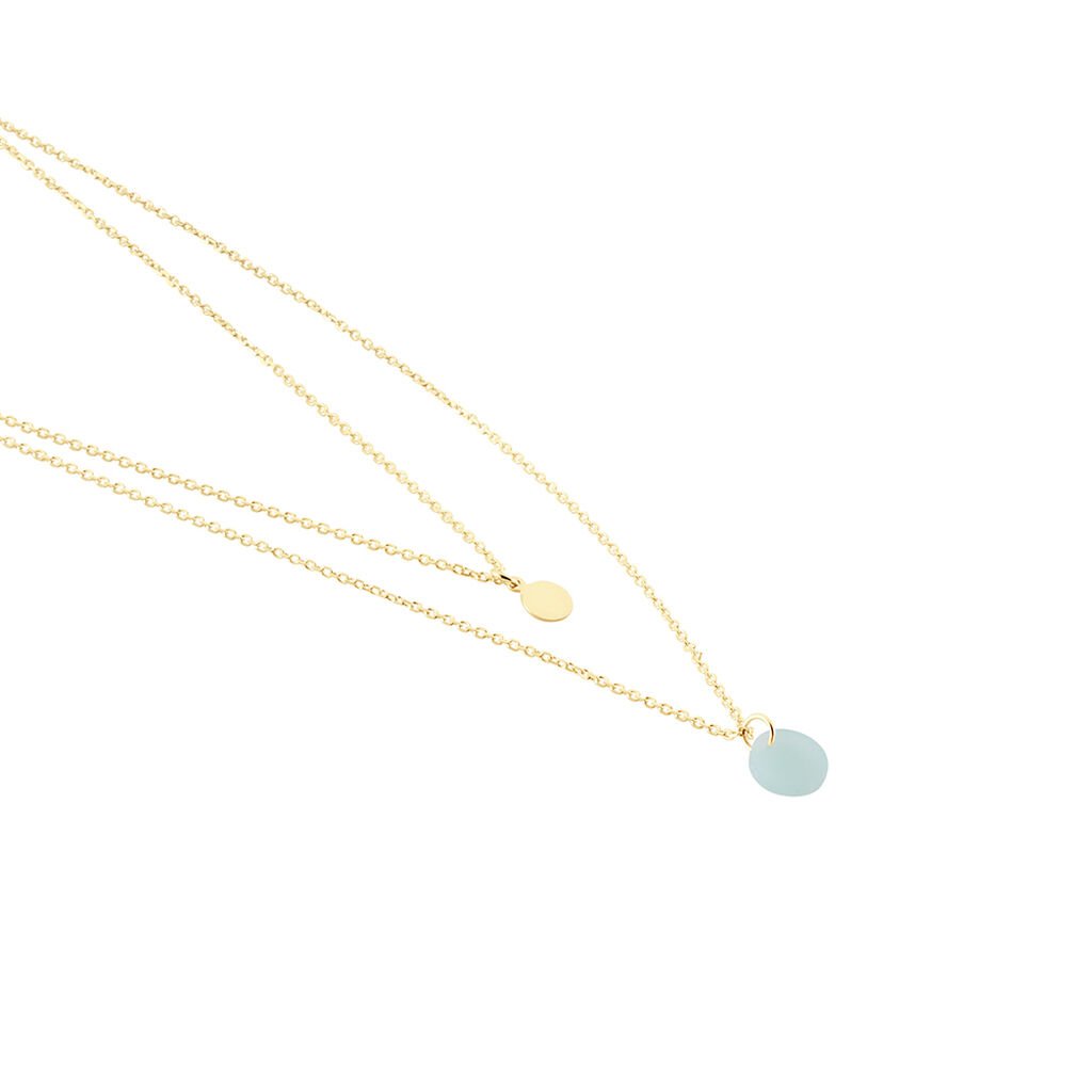 Collier Pampilles Color&eacute;es Or Jaune Amazonite - Colliers doubles et triples cha&icirc;nes Femme | Histoire d&rsquo;Or