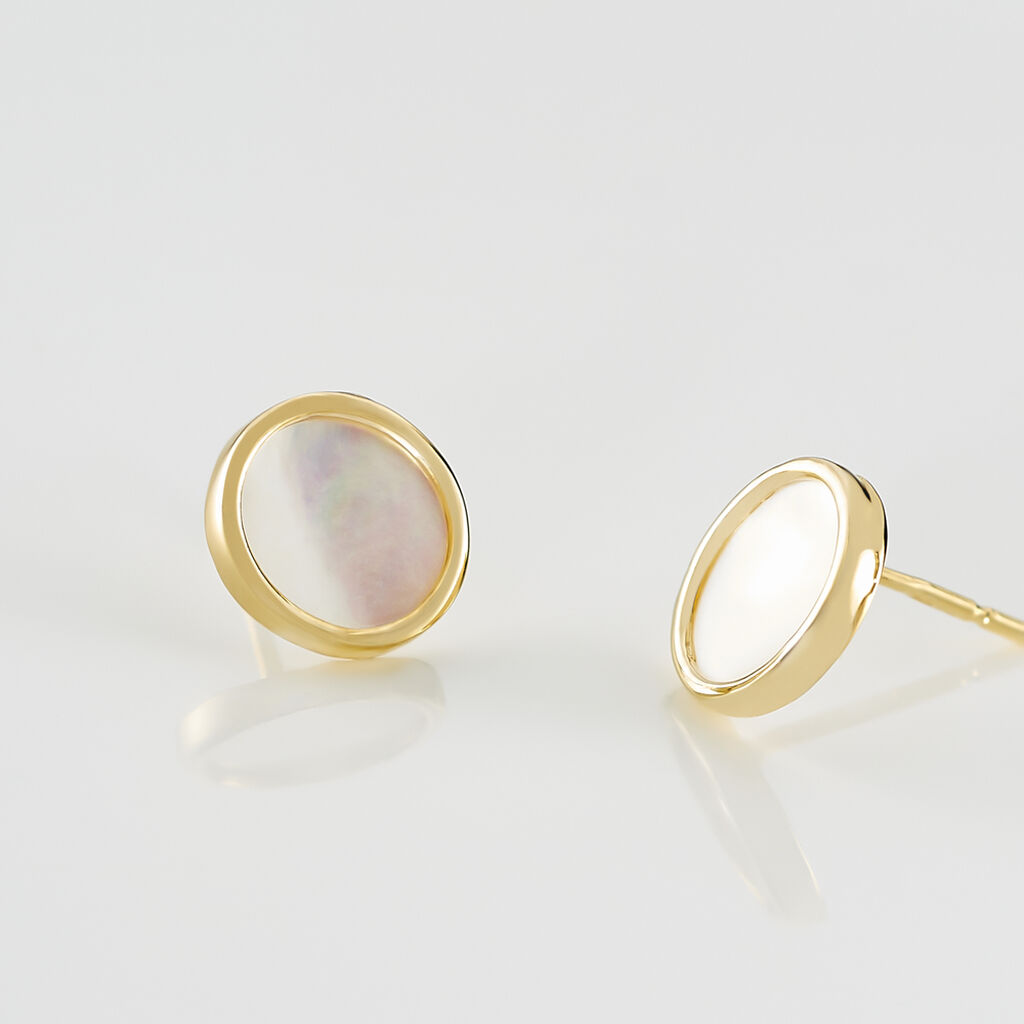 Boucles D'oreilles Puces Joana Or Jaune Nacre - Clous d'oreilles Femme | Histoire d’Or