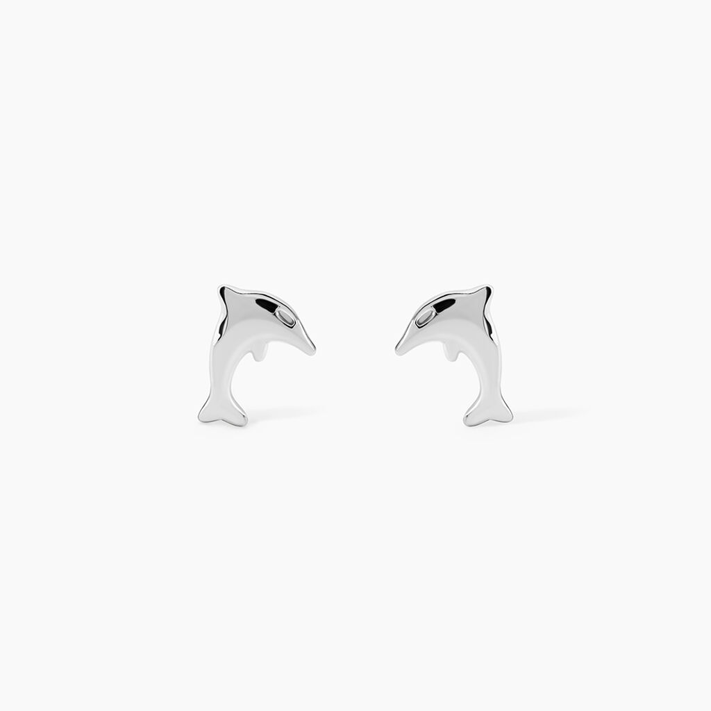 Boucles D'oreilles Puces Dauphinos Argent Blanc - Boucles d'oreilles fantaisie Enfant | Histoire d&rsquo;Or