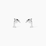 Boucles D'oreilles Puces Dauphinos Argent Blanc - Boucles d'oreilles fantaisie Enfant | Histoire d&rsquo;Or