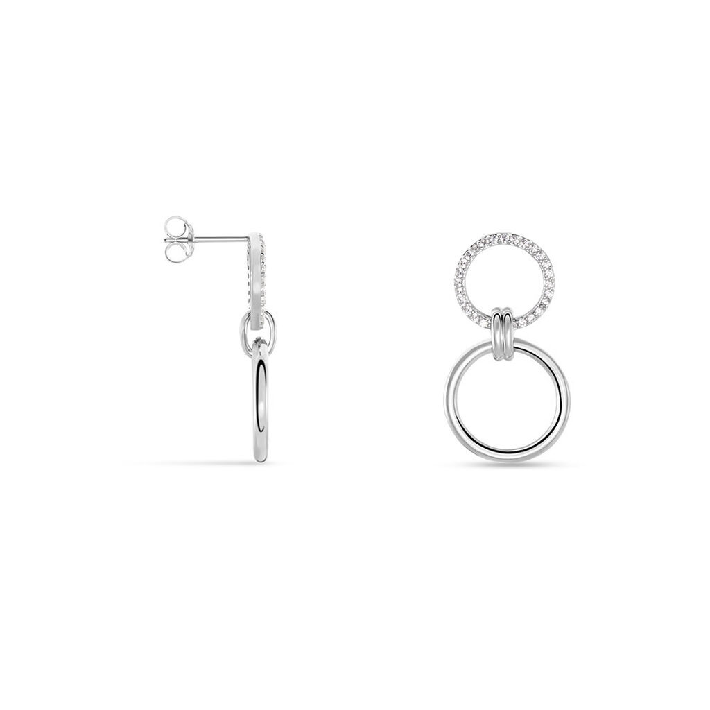 Boucles D'oreilles Pendantes Colas Argent Blanc Oxyde De Zirconium - Boucles d'oreilles pendantes Femme | Histoire d’Or