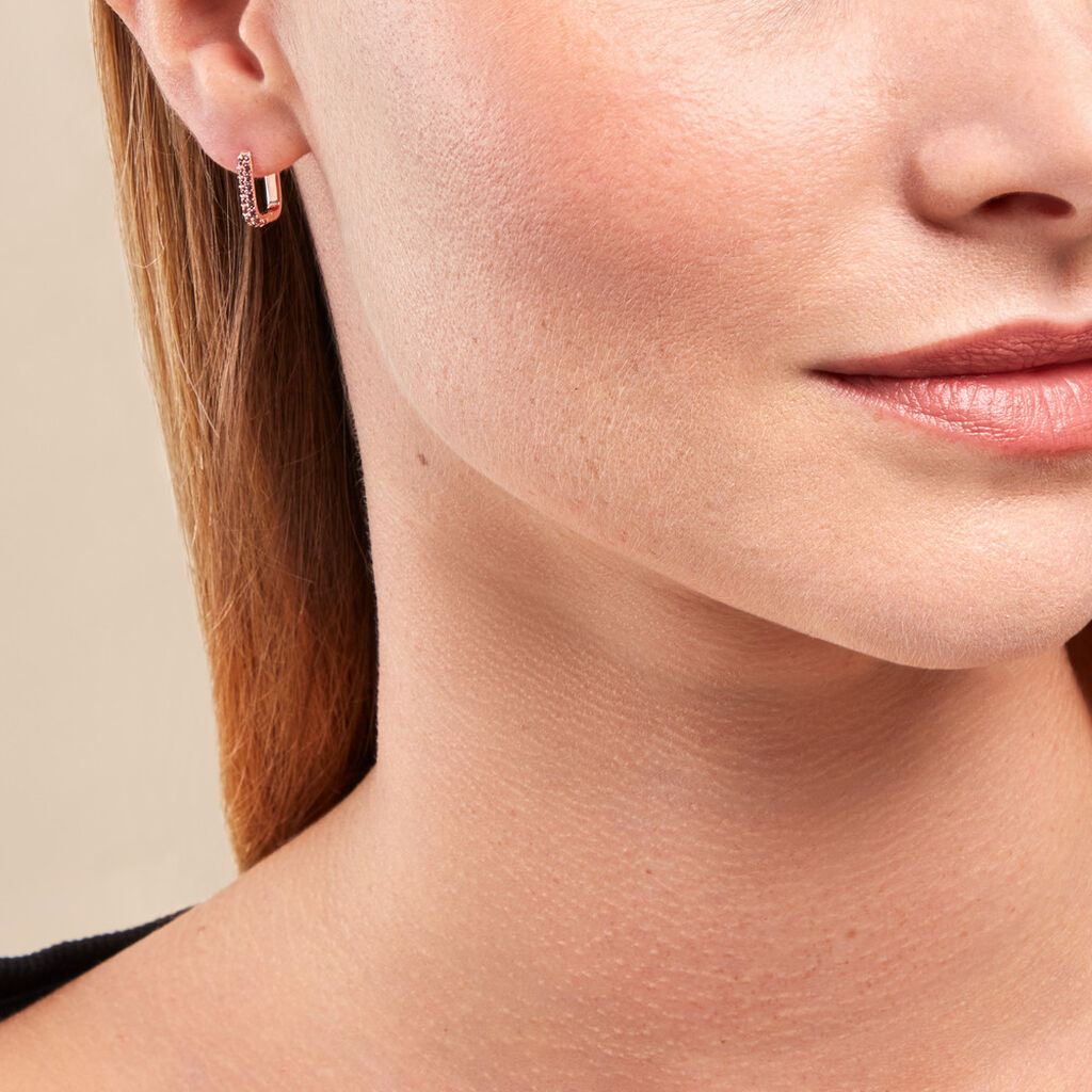 Créoles Aselya Argent Rose Oxyde De Zirconium - Boucles d'oreilles créoles Femme | Histoire d’Or