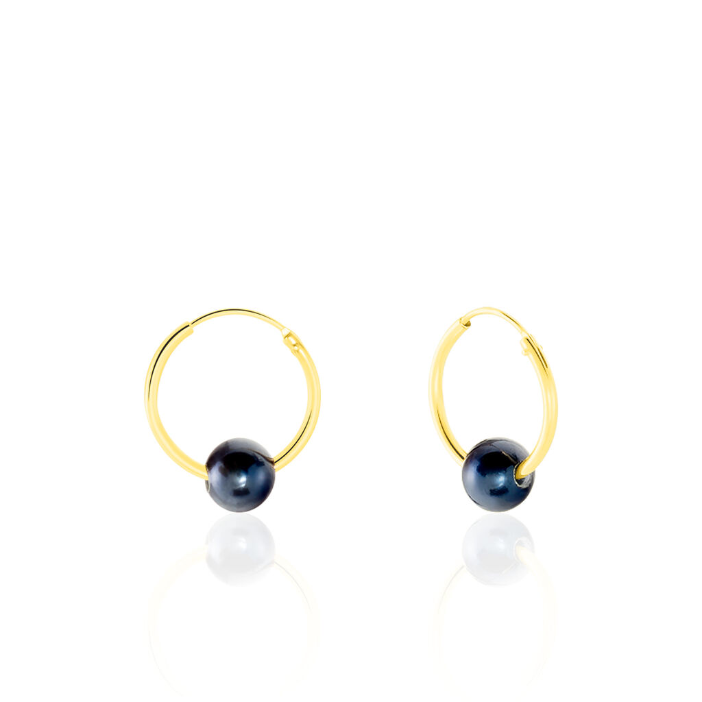 Boucles D'oreilles Puces Suraya Or Jaune Perle De Culture - Boucles d'oreilles créoles Femme | Histoire d’Or
