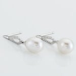 Boucles D'oreilles Pendantes Ludy Argent  Perle De Culture Et Oxyde - Boucles d'oreilles fantaisie Femme | Histoire d&rsquo;Or