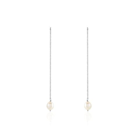 Boucles D'oreilles Pendantes Garance Argent Blanc Perle De Culture - Boucles d'oreilles fantaisie Femme | Histoire d’Or