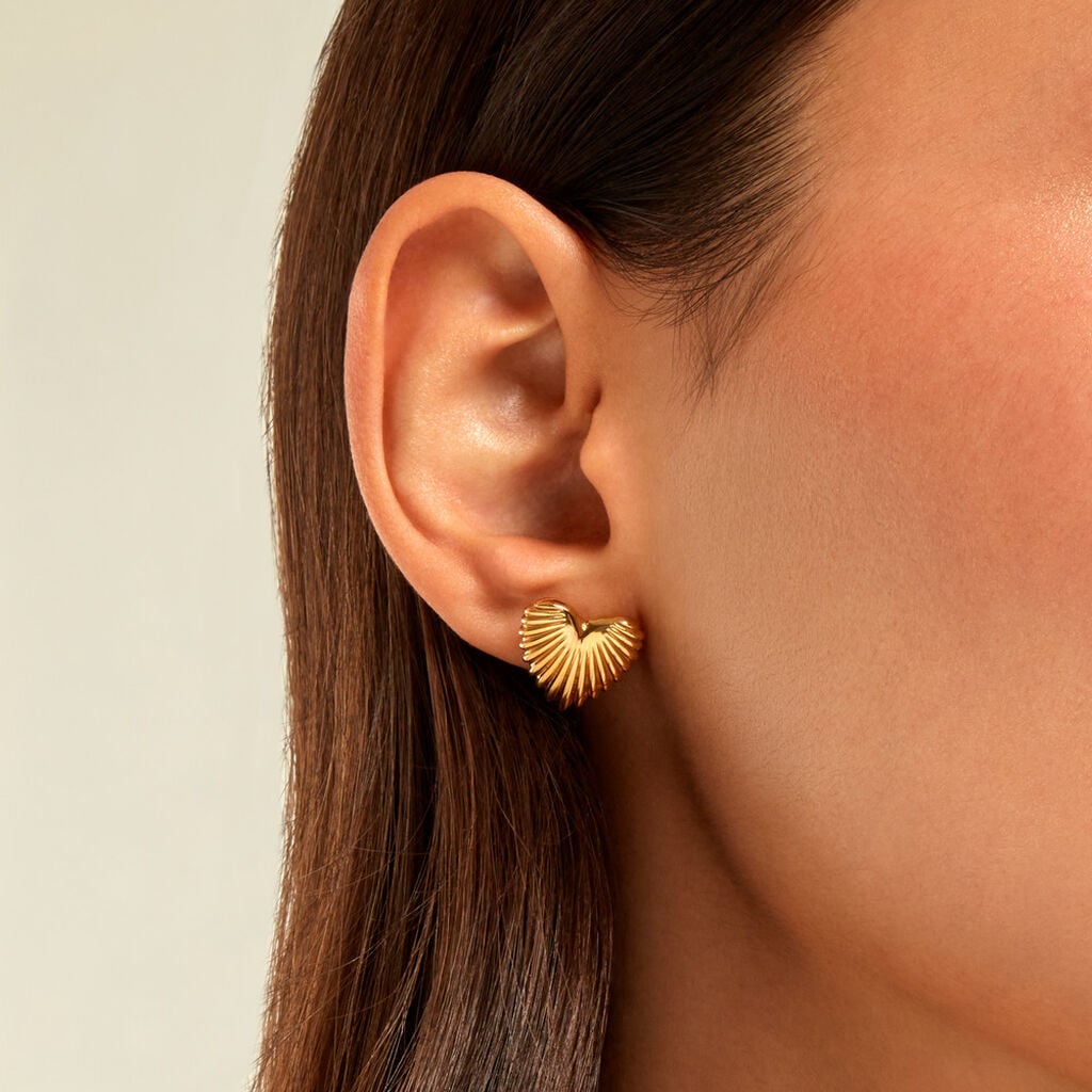 Boucles D'Oreilles Puces Arianne Acier Jaune - Boucles d'oreilles fantaisie Femme | Histoire d&rsquo;Or
