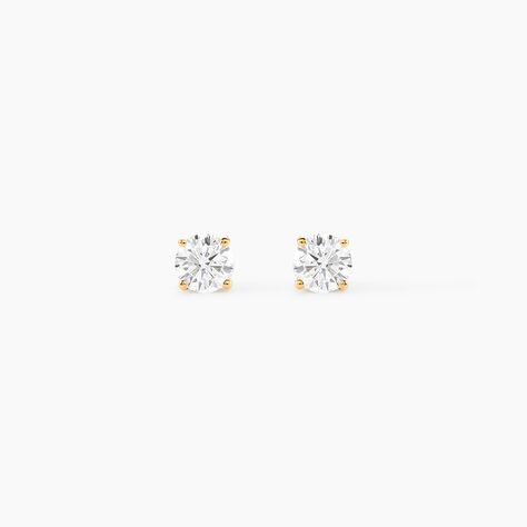 Boucles D'oreilles Puces Or Jaune Diamants Synthetique - Clous d'oreilles Femme | Histoire d&rsquo;Or