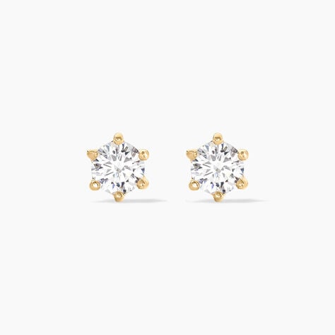 Boucles D'oreilles Puces Yléna Plaqué Or Jaune Oxyde De Zirconium - Boucles d'oreilles fantaisie Femme | Histoire d’Or
