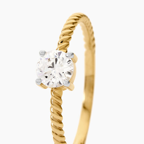 Bague Cymbeline Argent Dor&eacute; A L'Or 750/1000 Oxyde De Zirconium - Bagues solitaires Femme | Histoire d&rsquo;Or