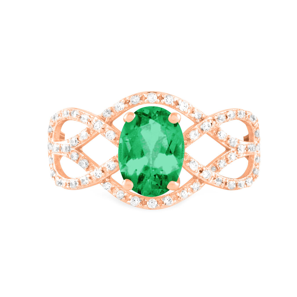 Bague Tina Or Rose Emeraude Et Diamant - Bagues solitaires Femme | Histoire d’Or