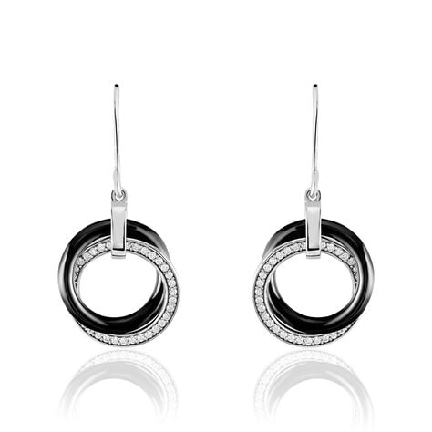 Boucles D'oreilles Pendantes Grizzel Argent Blanc Céramique Et Oxyde - Boucles d'oreilles fantaisie Femme | Histoire d’Or