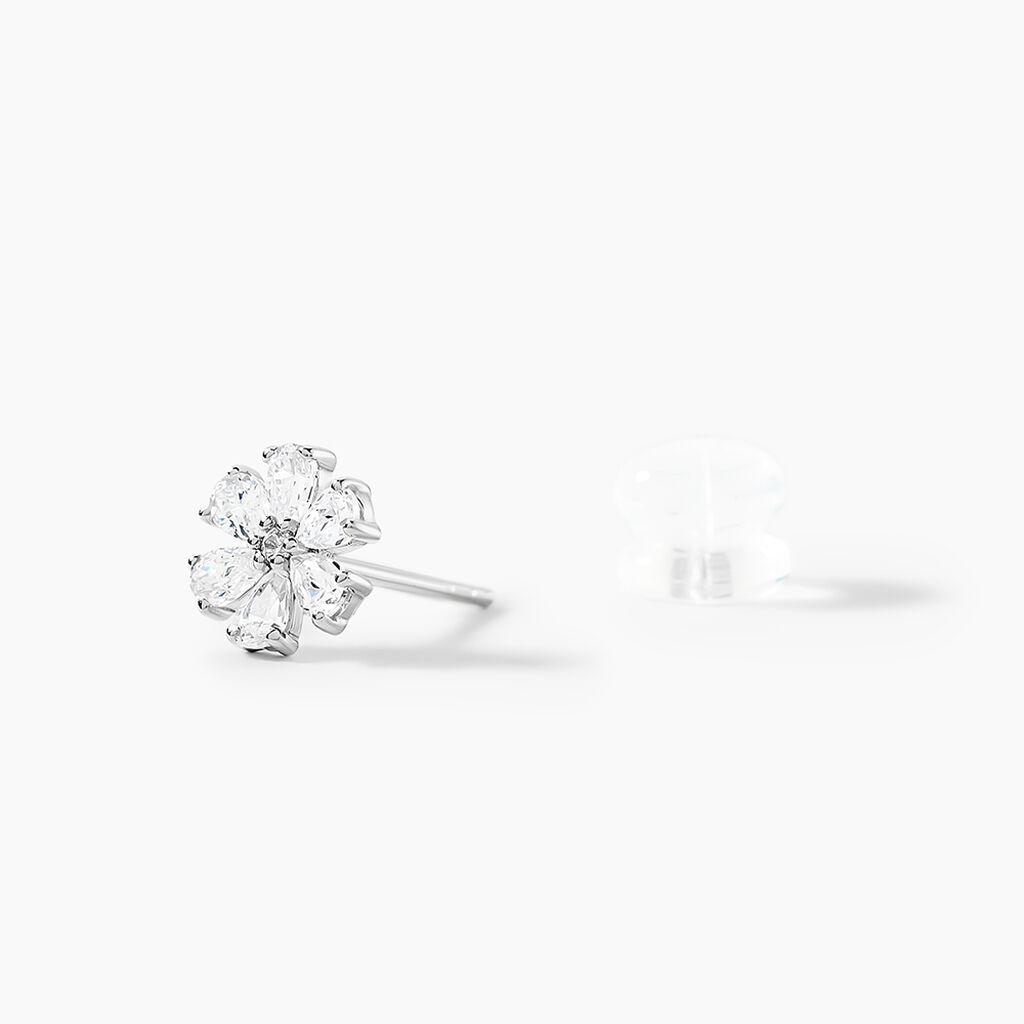 Boucles D'oreilles Puces Maelane Or Blanc Oxyde De Zirconium - Clous d'oreilles Femme | Histoire d’Or