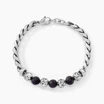 Bracelet Gulustan Acier Gris Vieilli Pierres De Lave - Bracelets Homme | Histoire d&rsquo;Or