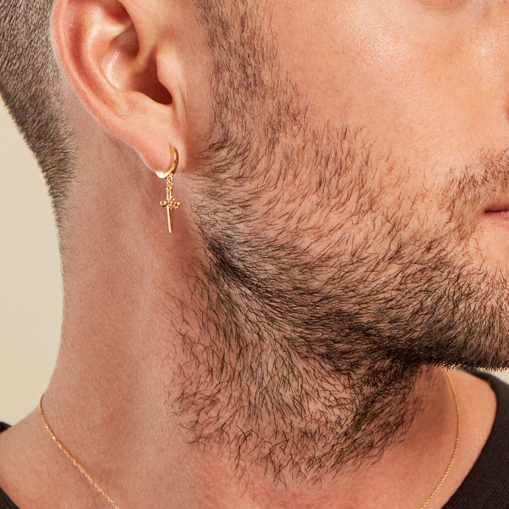 Créole Unitaire Harvey Plaqué Or Jaune - Boucles d'oreilles créoles Homme | Histoire d’Or