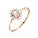Bague Jozsua Or Rose Morganite Peche Oxyde De Zirconium - Bagues solitaires Femme | Histoire d&rsquo;Or