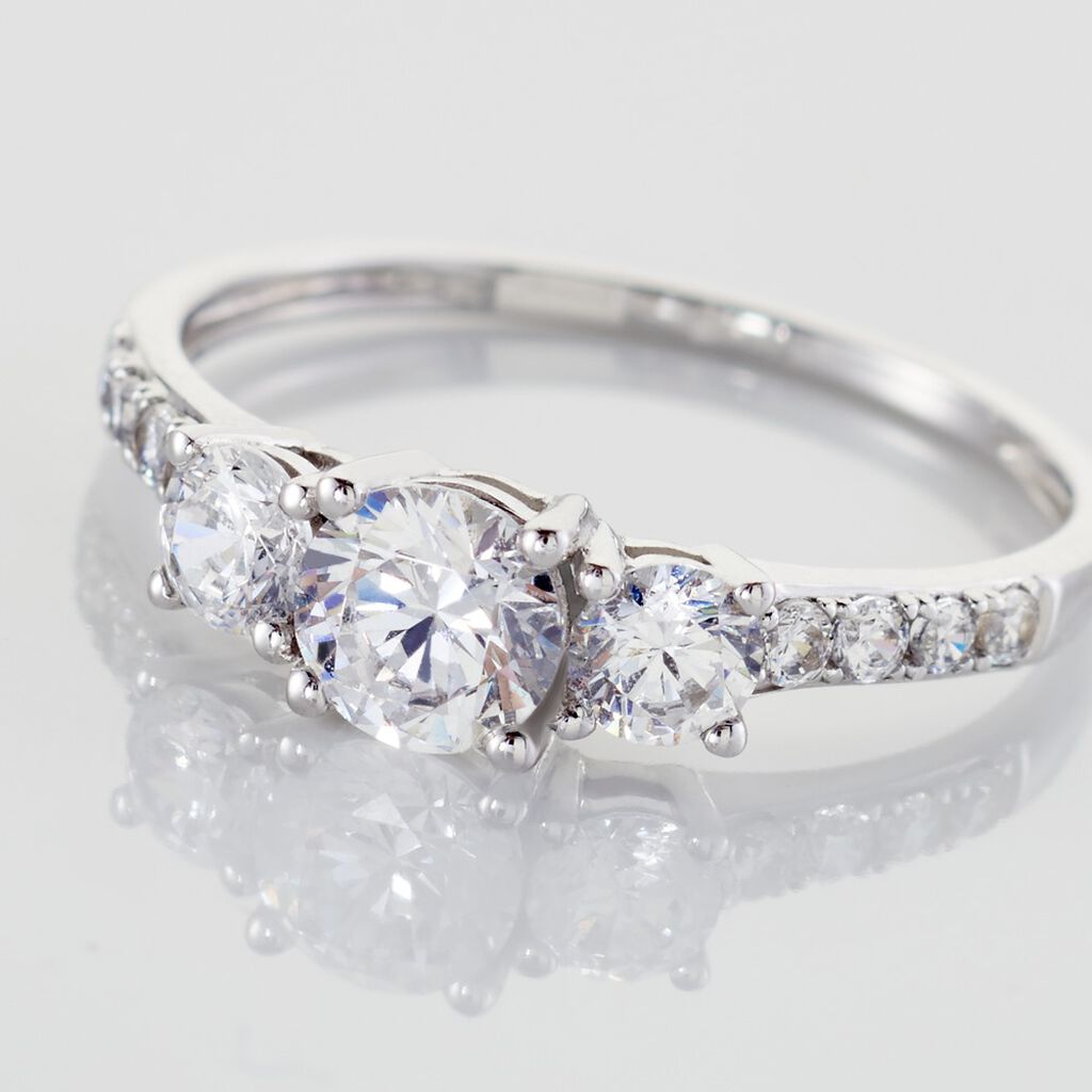 Bague Jennifere Or Blanc Oxyde - Bagues solitaires Femme | Histoire d&rsquo;Or