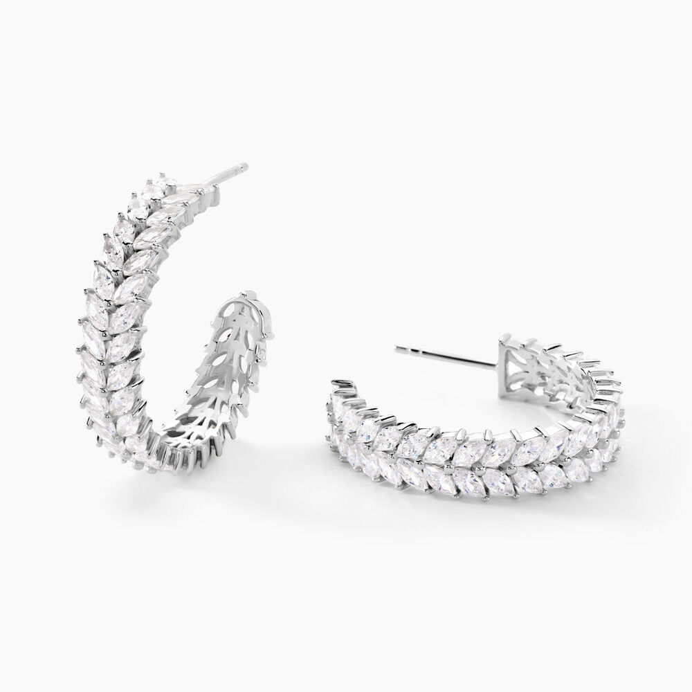 Boucles D'oreilles Créoles Di Giorgio - Argent Plaqué Or 18K Avec Zircones - Neuf Avec étiquettes