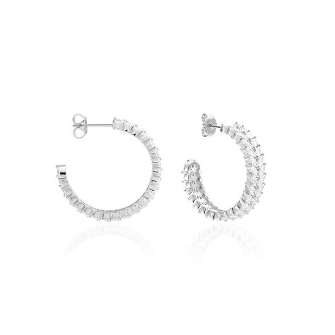 Créoles Jovan Argent Blanc Oxyde De Zirconium - Boucles d'oreilles créoles Femme | Histoire d’Or