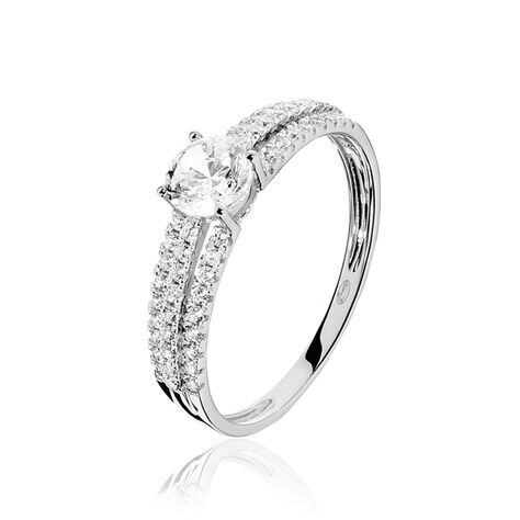Bague Solitaire Ceridwen 3 Rangs Or Blanc Oxyde De Zirconium - Bagues solitaires Femme | Histoire d’Or