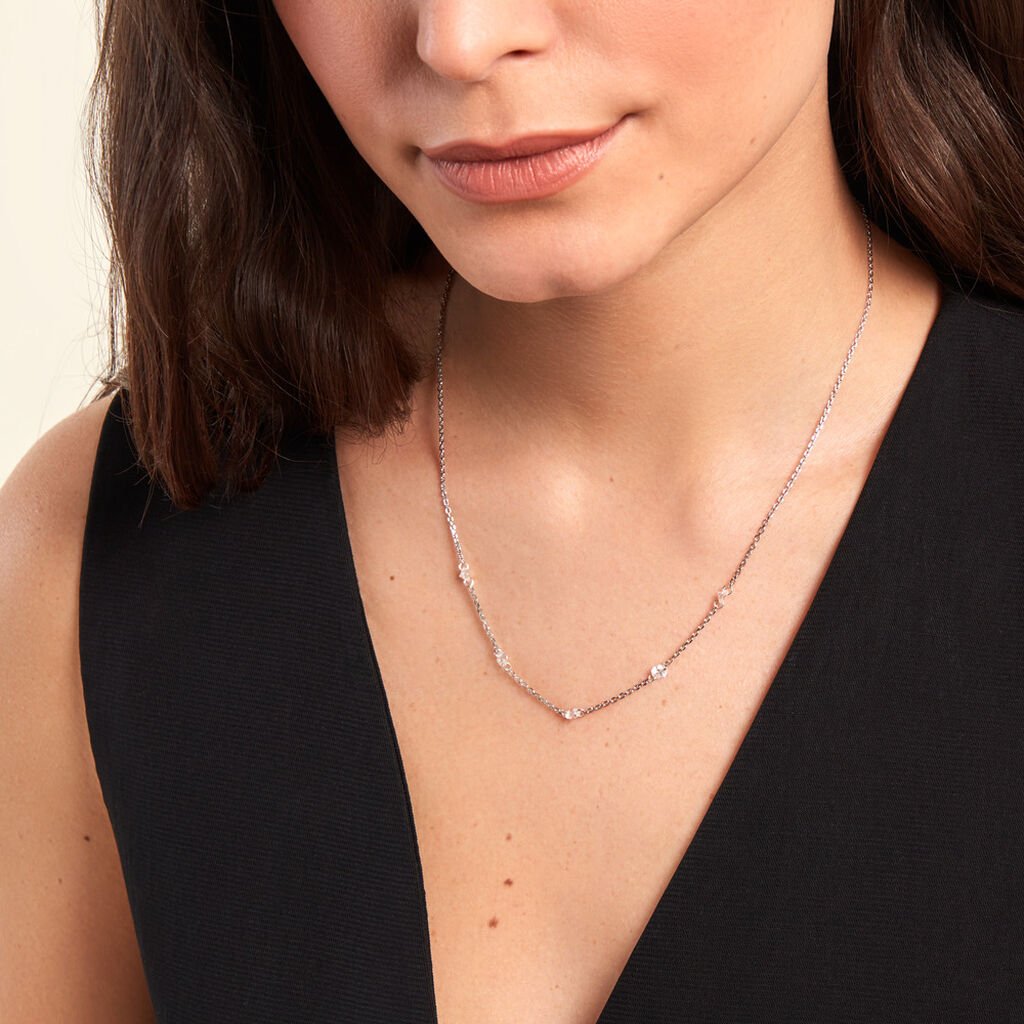 Collier Noha Argent Blanc Oxyde De Zirconium - Colliers fantaisie Femme | Histoire d’Or
