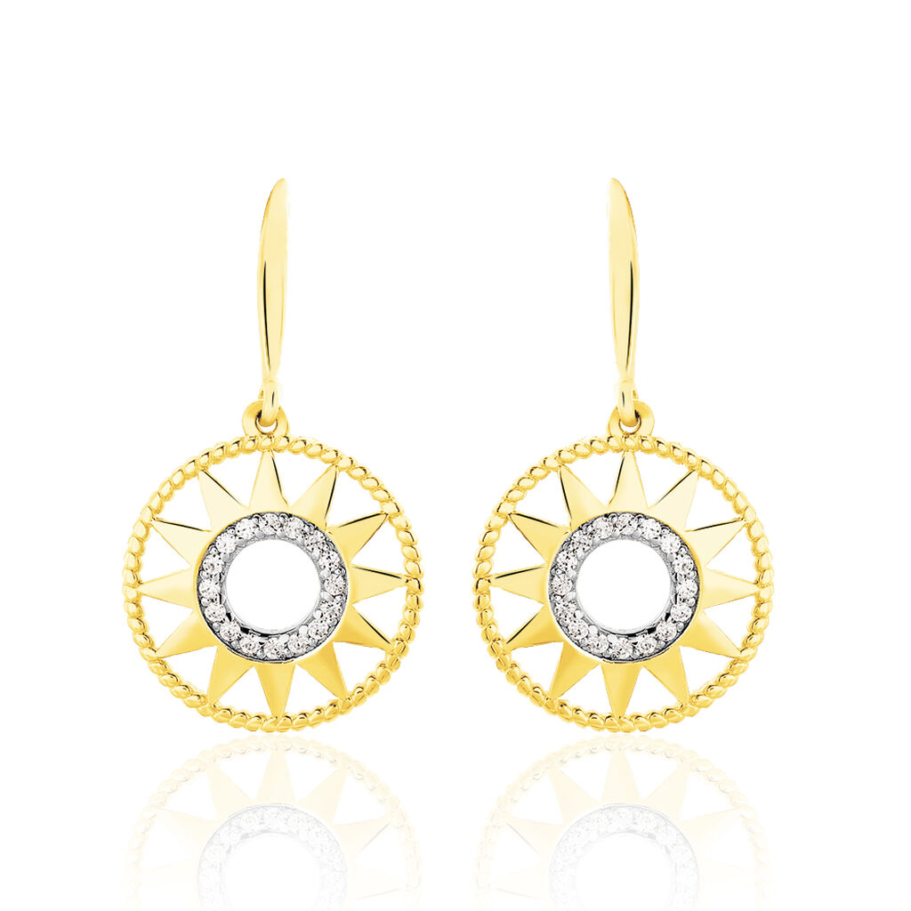 Boucles D'oreilles Pendantes Thallya Or Jaune Oxyde De Zirconium - Boucles d'oreilles pendantes Femme | Histoire d&rsquo;Or
