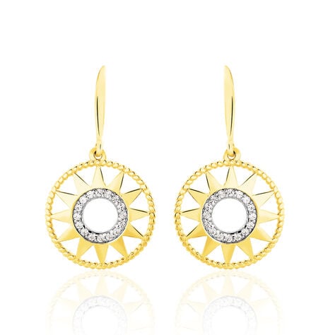 Boucles D'oreilles Pendantes Thallya Or Jaune Oxyde De Zirconium - Boucles d'oreilles pendantes Femme | Histoire d&rsquo;Or